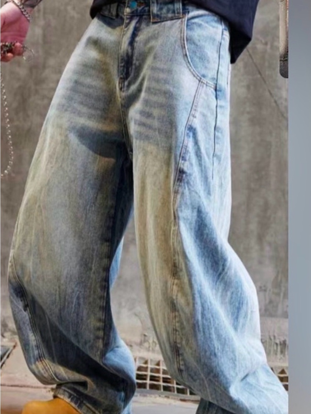 Inflation Distressed Ripped Baggy Jeans - Washed Blue- Sz S New Without Tag!
